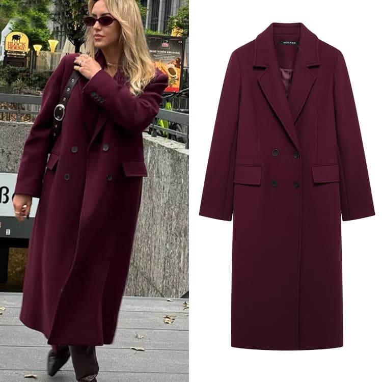 Women's Clothing Women's Fashion Temperament Pocket Decoration Blended Coat Jacket