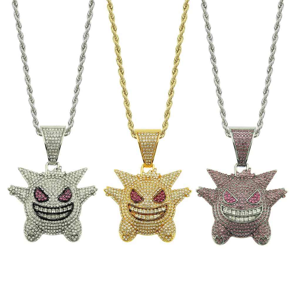 Childhood memories diamond hip hop pendant three dimensional Gengar pendant HIPHOP hip hop necklace accessories