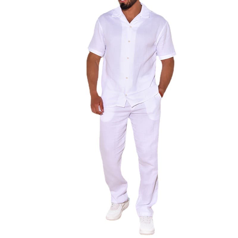 Men's Suit Loose Short-sleeved T-shirt Trousers Men's Cotton And Linen Suit