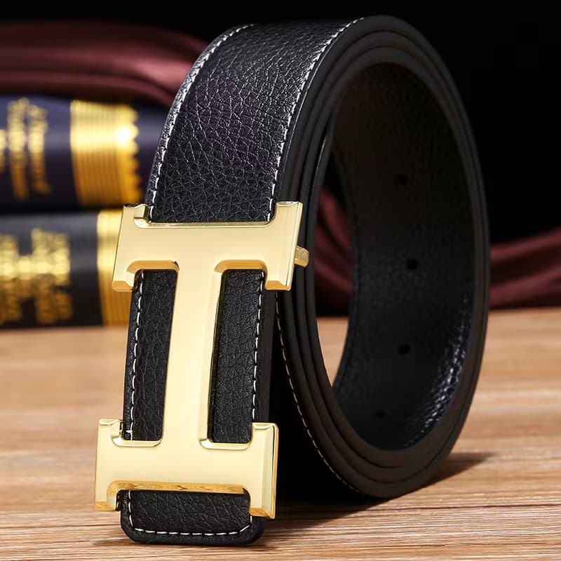 Ceinture H en cuir pour homme avec boucle lisse pour jeune personnalité, ceinture tendance tendance pour homme, ceinture polyvalente haut de gamme