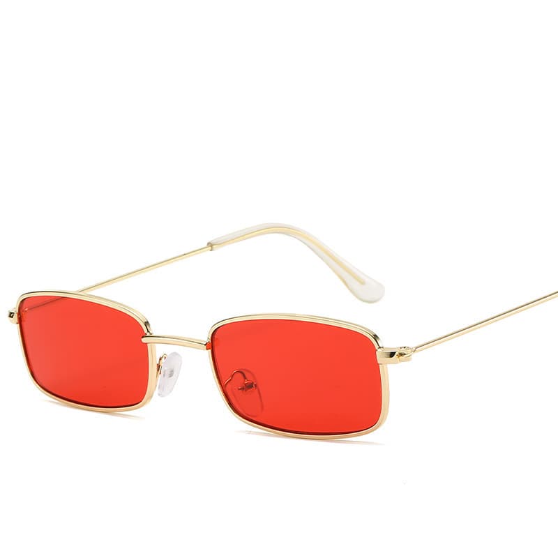Square Small Metal Thin Frame Sunglasses Women's Colorful Ocean Film Glasses