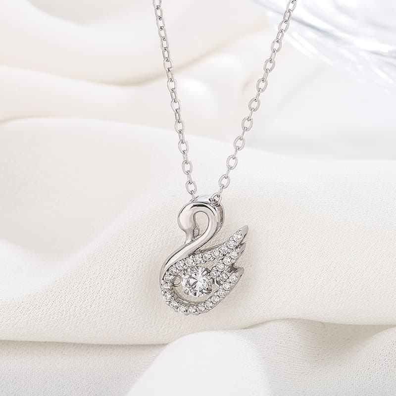 Japanese And Korean Minimalist 999 Zuyin Shijia Swan Inspirational Necklace Women's Jumping Heart Dynamic Pendant Short