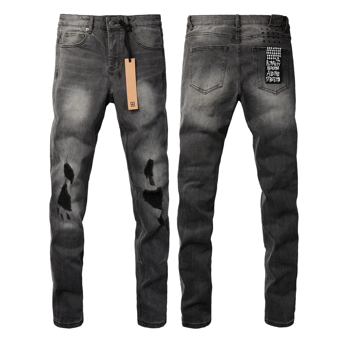 30 % de réduction ~ Pantalon en denim Ksubi Jeans 2024, couleur violette, pour homme, de marque, noir, haut de gamme, coupe droite