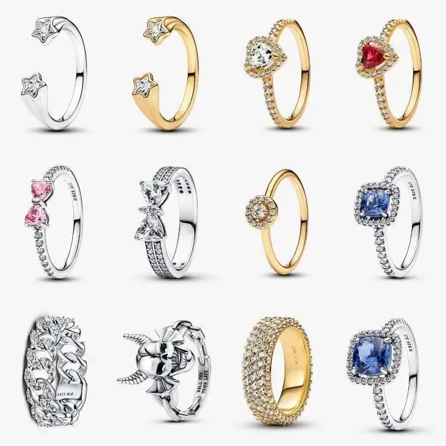 2025 New Silver Pave Cuban Chain Shooting Stars Open Bow Women's Jewelry Ring Christmas Gift