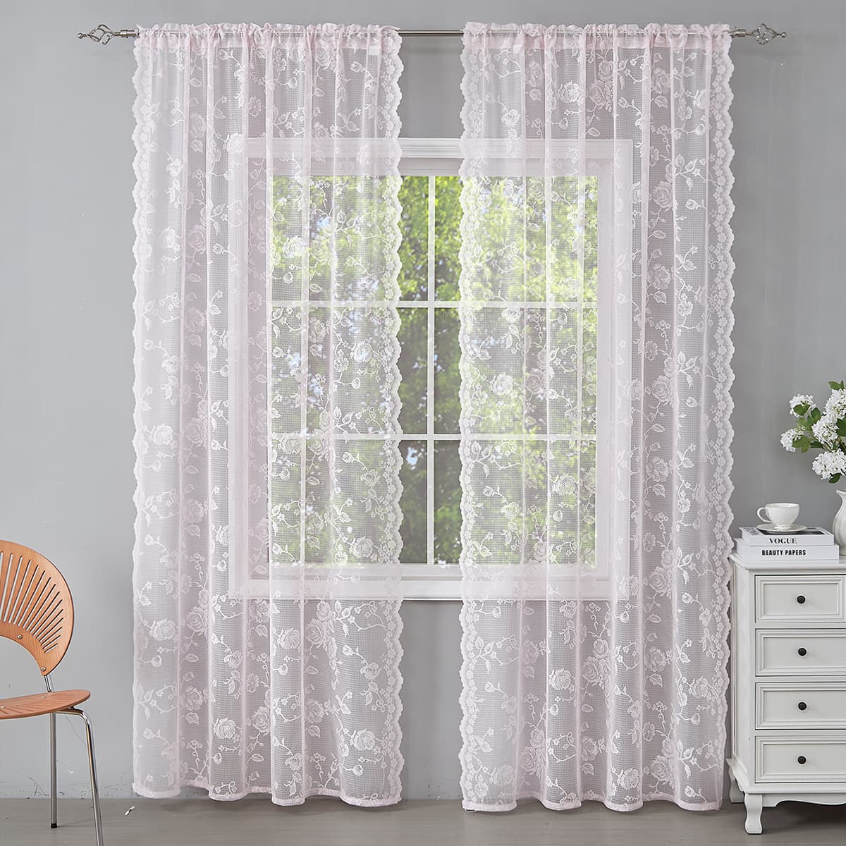 Lace Curtains Gauze Curtains Window Screen Finished Jacquard Curtains