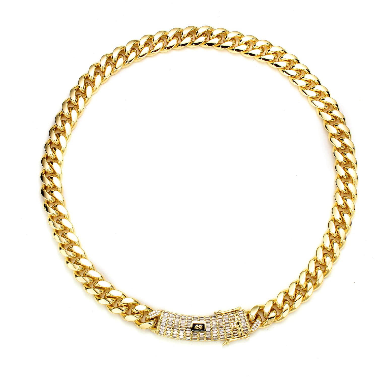 Men's Jewelry Zircon Buckle Titanium Steel Stainless Steel Jewelry Cuban Chain Men's Hip Hop Necklace 14k18k Gold