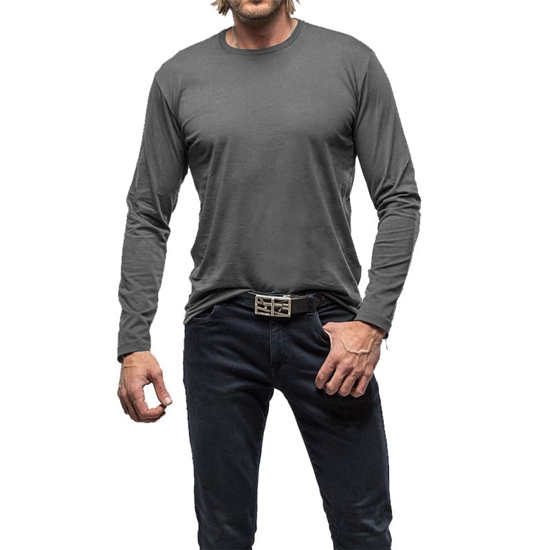 Men's clothing Men's long sleeve men's new solid color crew neck long sleeve T-shirt