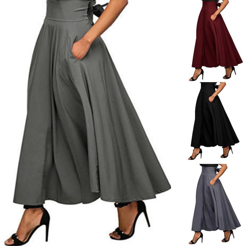Women's Half Dress Solid Color Lace and Ankle Waist Long Dress