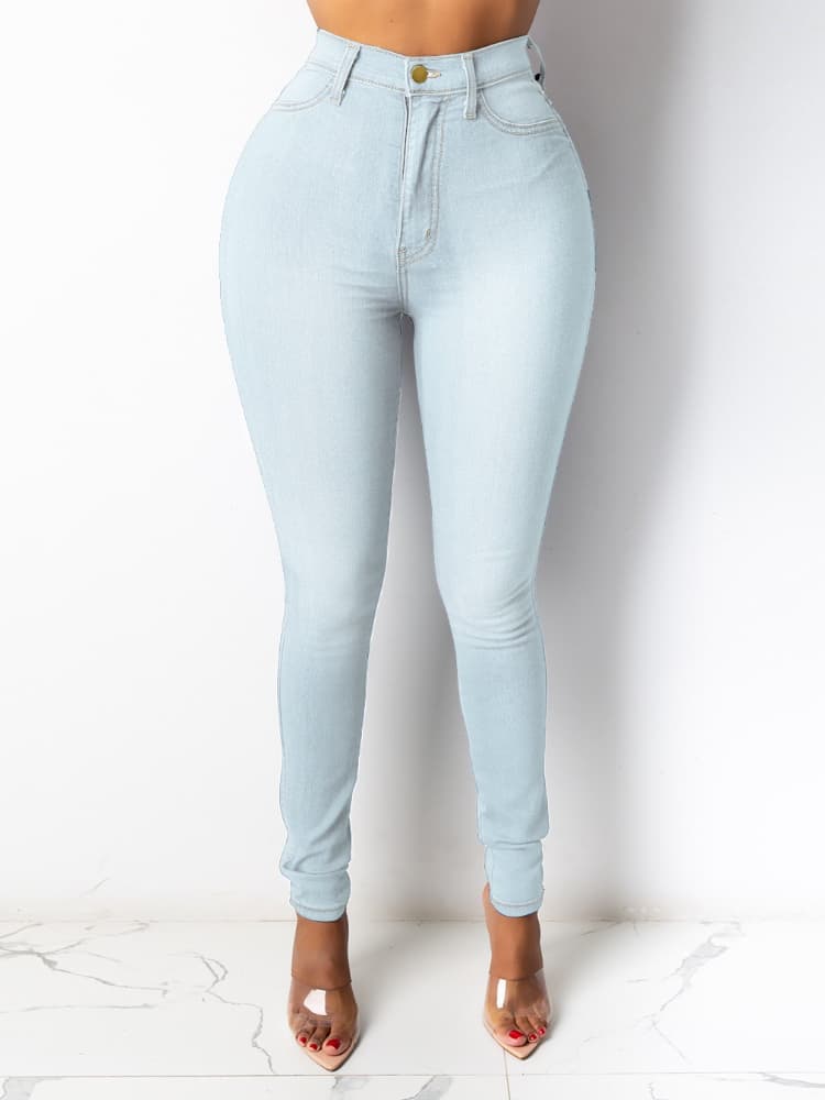 K Women's Jeans; High-waisted, Slim-fit Pencil Trousers.