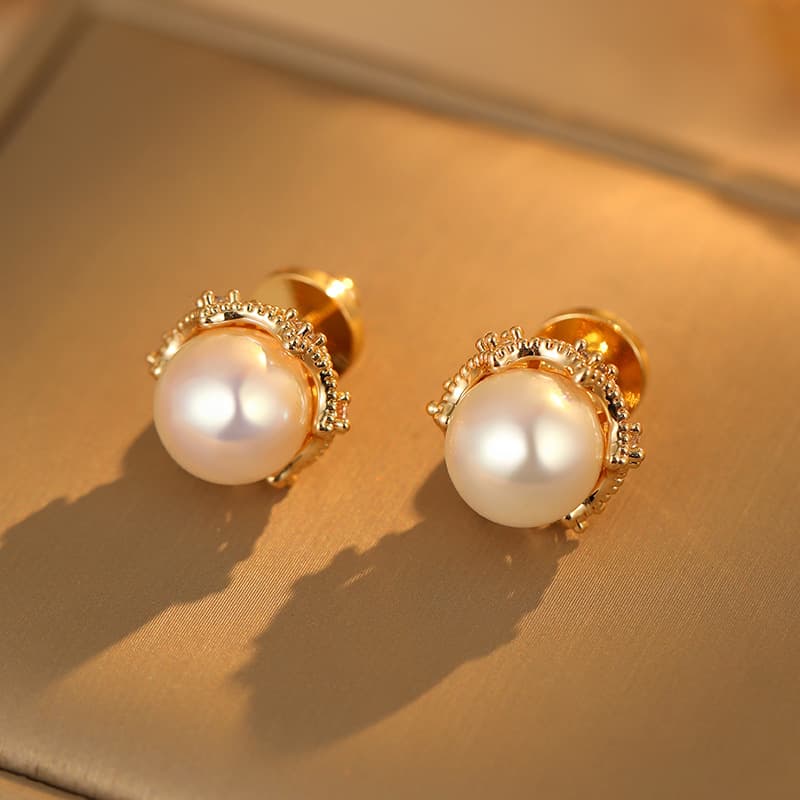 Earrings Women Golden Gem Pearl Earrings French Style Zircon Pearl For Women, Light Luxury High-End Sense, Elegant Versatile Earrings, 2025 New Earri