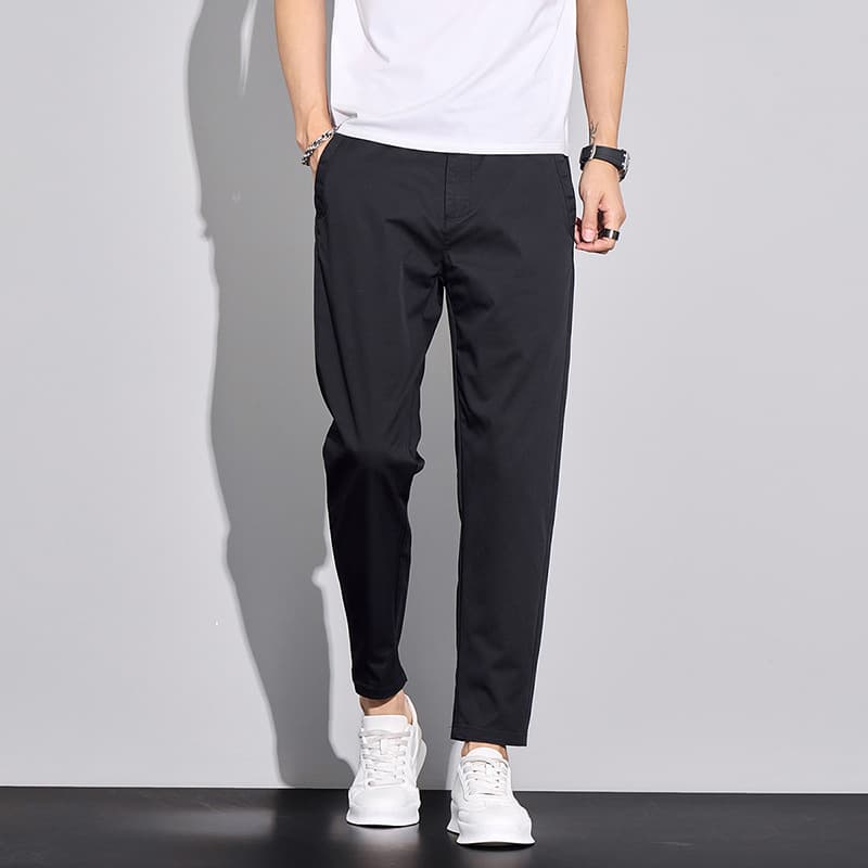 Men's Clothing Summer Nine Points Casual Pants Men's Fashion New Elastic Straight Boys' Trousers Slim Fit Pants Men