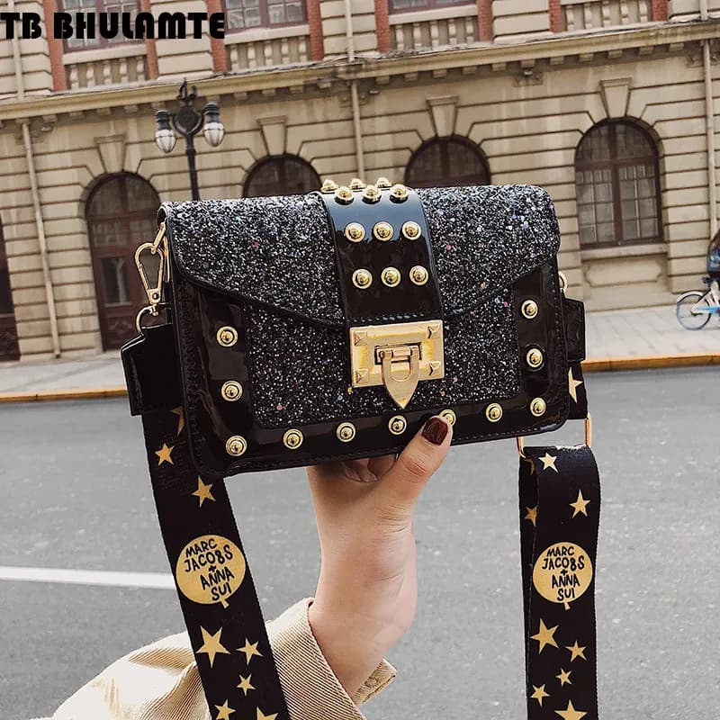 TB BHULAMTE Designer 2025 New Trend Luxury Sequin Princess Cute Style Fashion Versatile Shoulder Crossbody Small Square