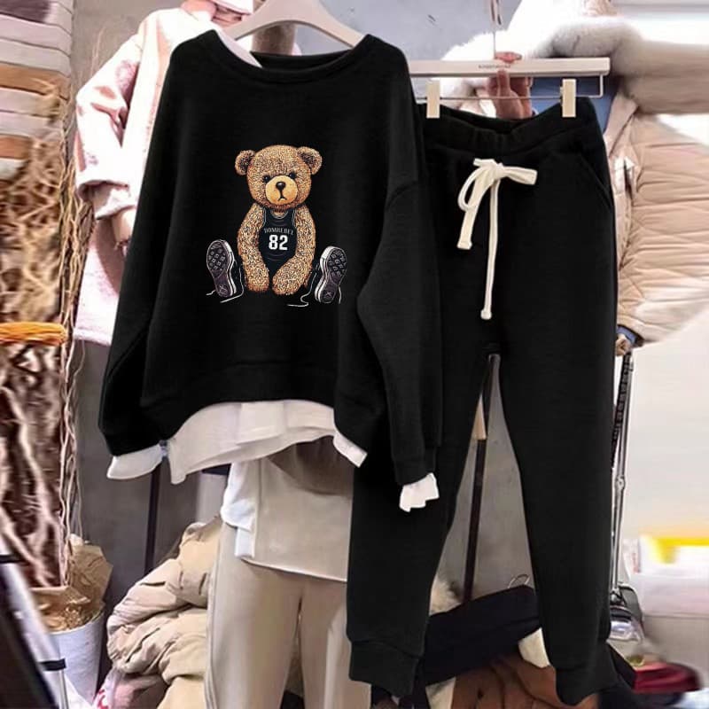 Women's new sports casual fashion long-sleeved two-piece tops and sweatshirt two-piece set