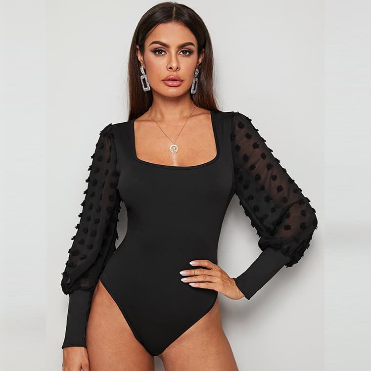 Women's Slim-fit Fashion Square Neck Long Sleeve Bodysuit