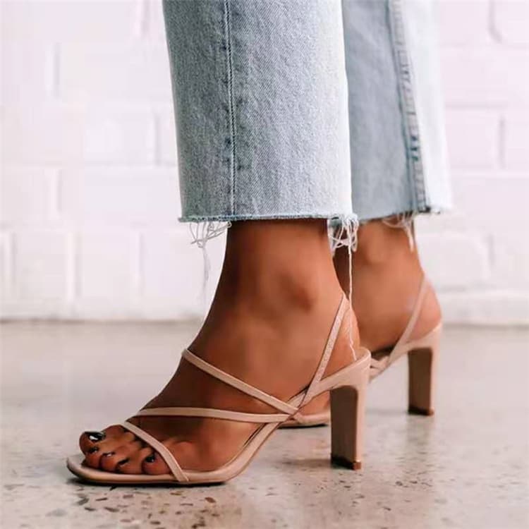 Women's fashion new thick heel sandals square head large size women's shoes