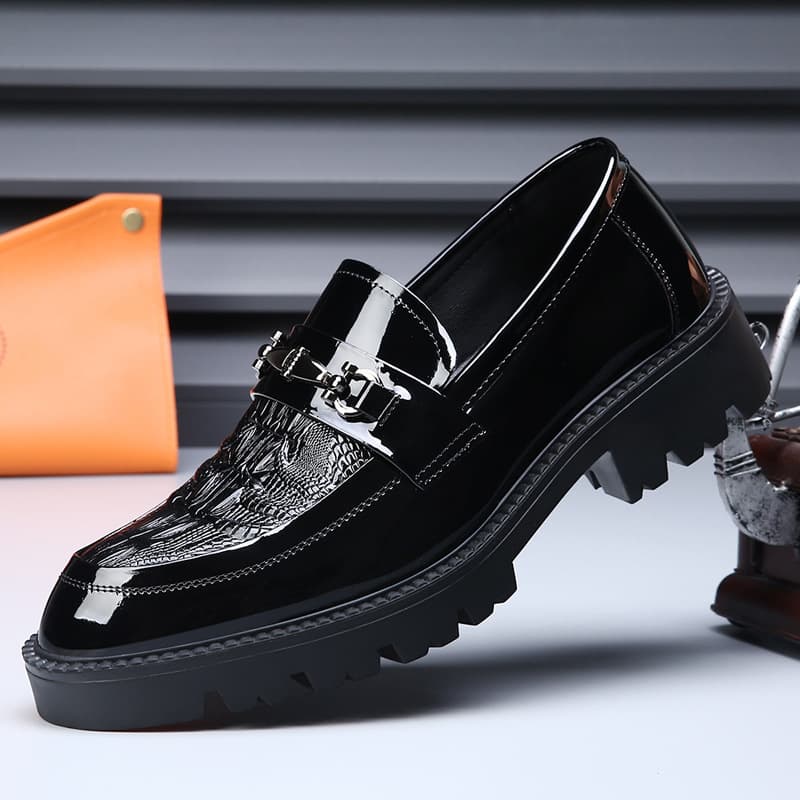 Euro Step Slip-On Large Size Business Formal Casual Leather Shoes Men's Comfortable Breathable Height Increasing Trendy Loafers