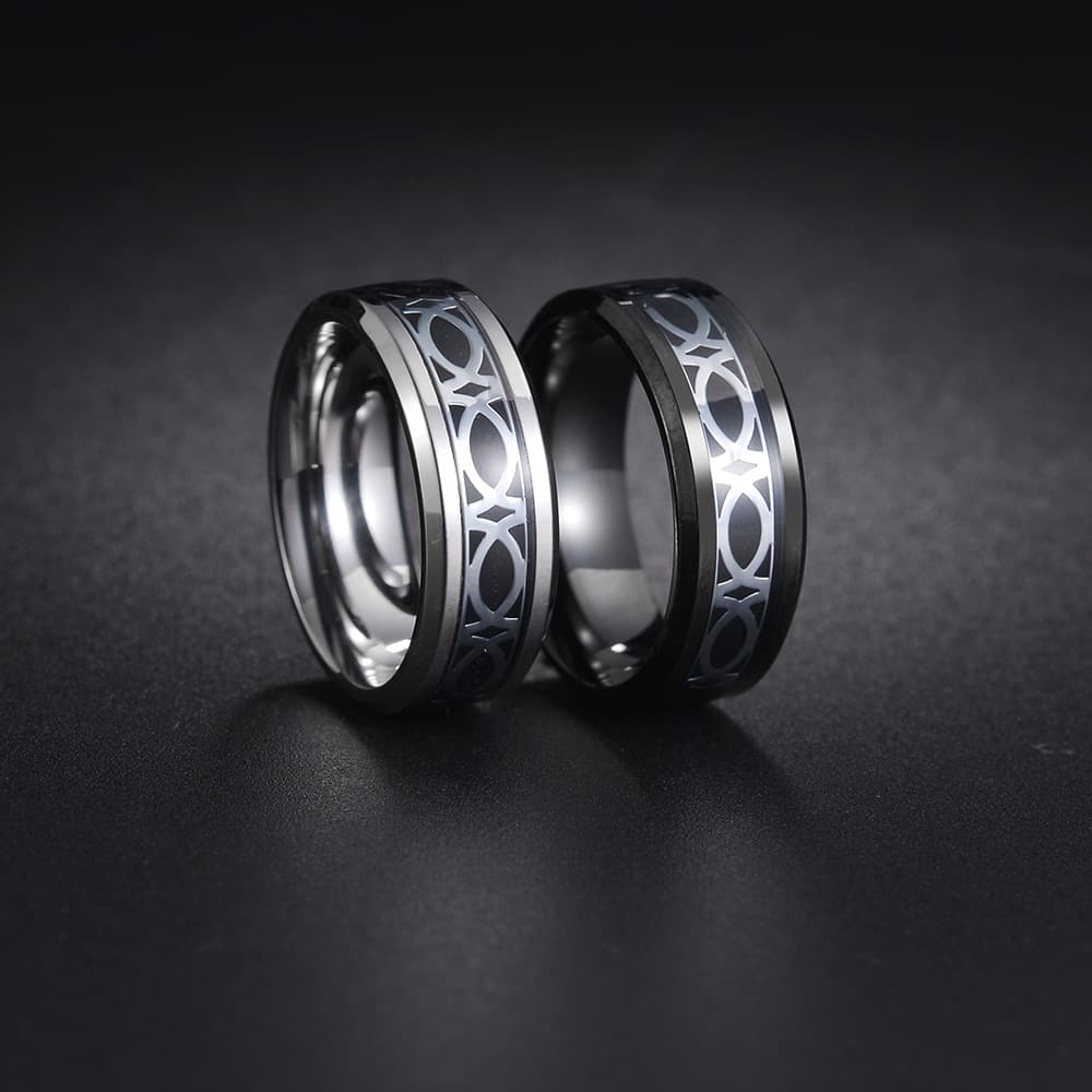 Men's popular accessories Celtic Titanium steel ring 8mm beveled edge patch drops oil