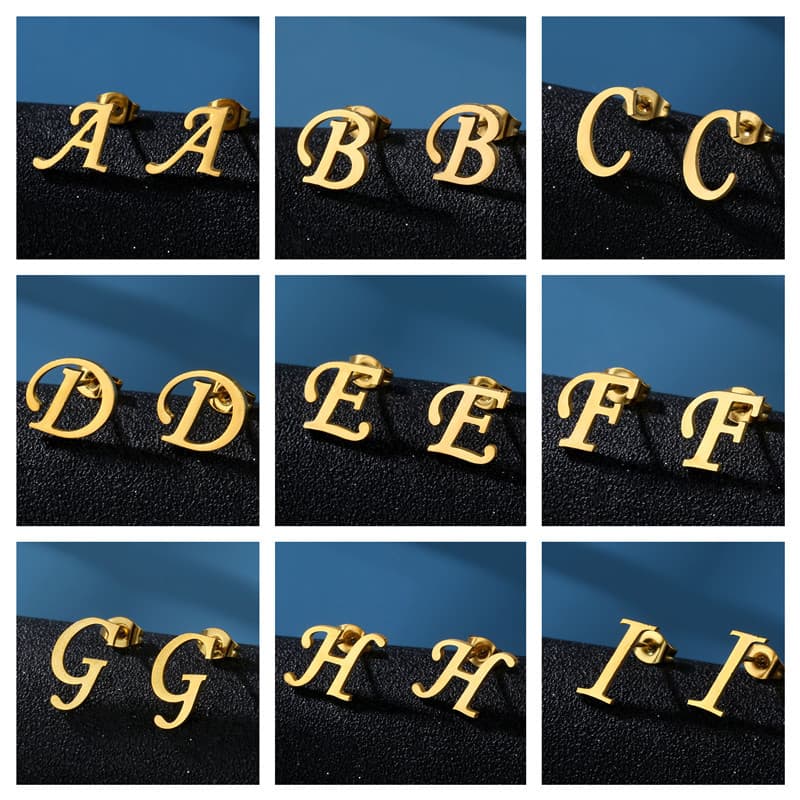 Stylish Simple Letter Personality Stainless Steel Letter Stud Earrings Earrings Men And Women Commuter Casual Earrings Girlfriend Friend Birthday Gift