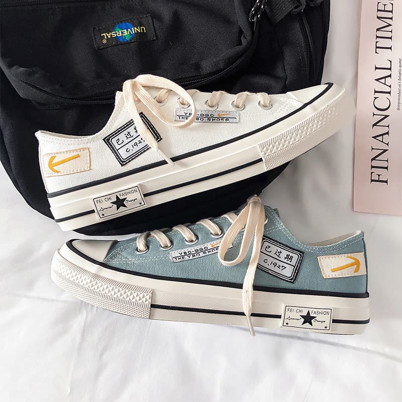 Canvas Shoes Men'S Low-top Korean Trendy Versatile Casual Sneakers Men's Spring Breathable Influencer Student Shoes Male 9096