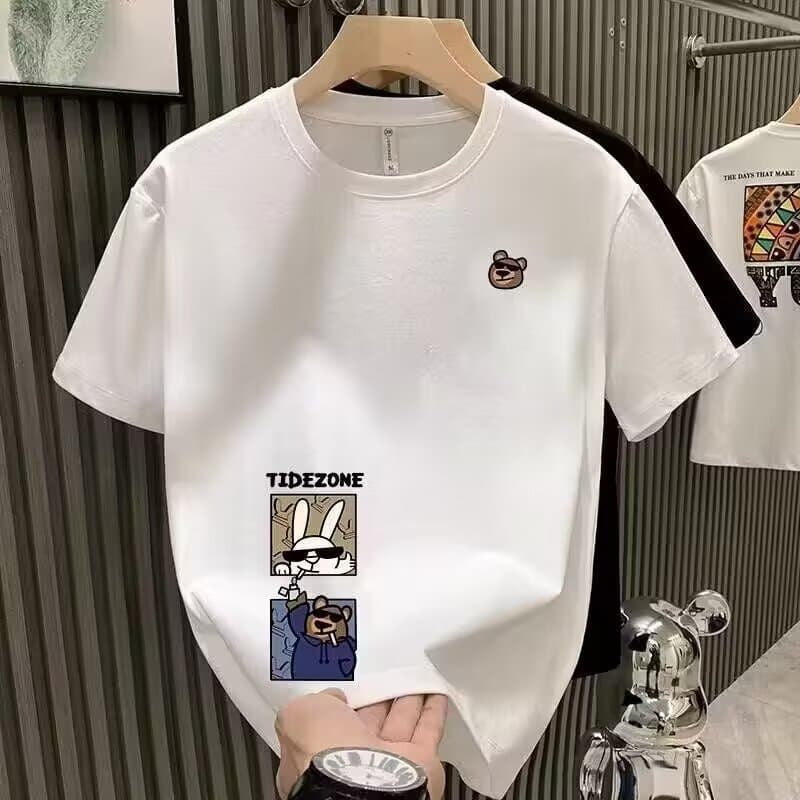 Men's Clothing Summer New Short Sleeve T Shirt Style Casual Printed T Shirt Half Sleeve Black