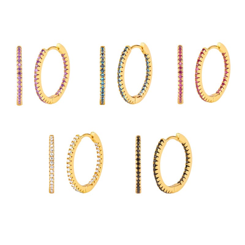S Silver Needle INS Trendy Circle For Women, Multi-color Zircon Elegant Temperament Hoop Earrings Jewelry