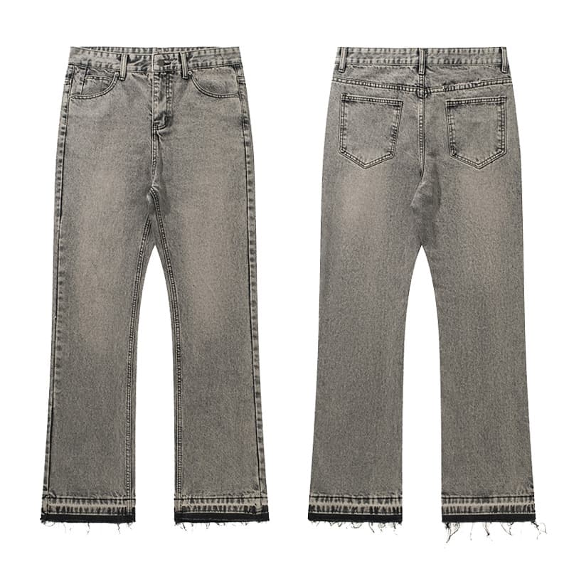Men's Clothing Smoky Gray Tassel Retro Cement Gray Trousers Cleanfit Jeans