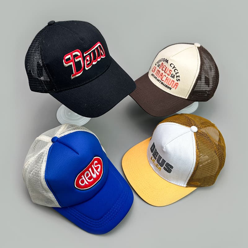 Unisex Spring/Summer Retro Print DEUS Letter Baseball Cap Breathable Sunshade Outdoor Trucker Cap For Men