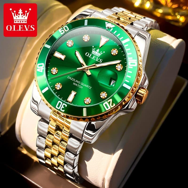 OLEVS Brand Watch Quartz Watch Green Water Ghost Night Light High-end Authentic Foreign Trade Watch Men's Watch