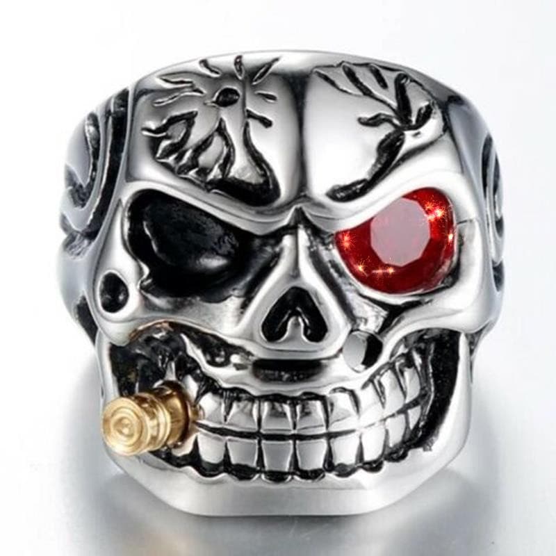 New Hot-Selling Dominant Skull Ring With Diamonds, Unique Punk Style Men's Halloween Accessory