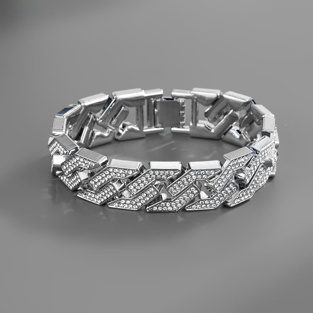 Coarse chain Instagram style internet celebrity wide version sparkling diamond bracelet, street trendy cool bouncing