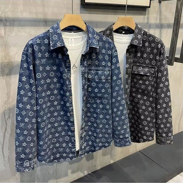 Luxury For Money Denim Shirt Jacket For Men: New High Street Style, Chic And Rebellious Look, Lapel Workwear Long Sleeve Shirt