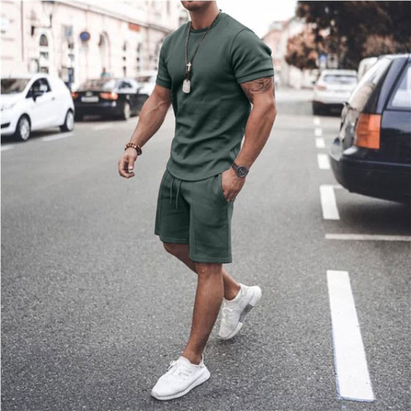 Unbeatable Quality Men's Set Summer Youth Paired With Short Sleeved T-shirt Sports And Leisure Suit Men's Clothing