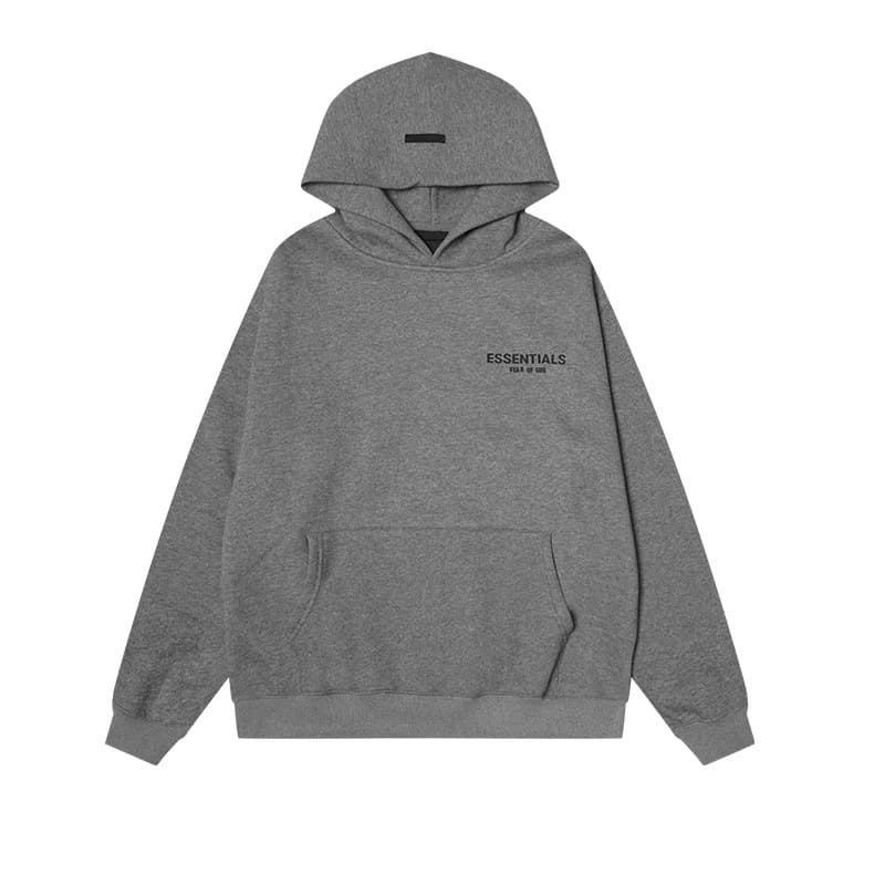 Sweat-shirt ample à double ligne FOG ESSENTIALS Saison 8 avec lettres floquées au dos, en éponge à capuche