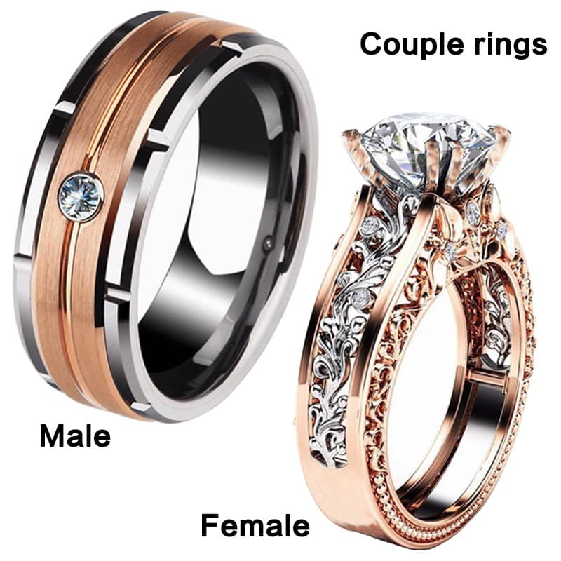 Cross-Border Hot New Women's Crstal Diamond European And American Popular Men's Stainless Steel Ring Couple Hand
