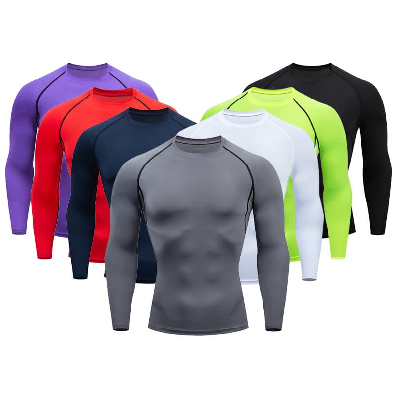 Vêtements pour hommes à manches longues, pour course à pied, basket-ball, entraînement sportif, t-shirts, collants, vêtements de compression à séchage rapide et haute élasticité