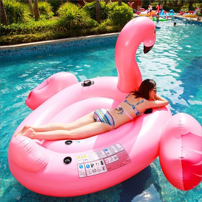 Double Flamingo Swimming Ring Inflatable Water Seat Extra Large Thick Floating Bed For Adults And Children
