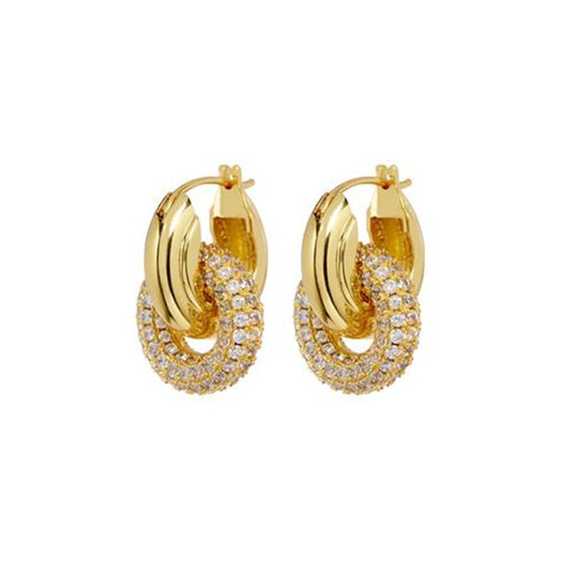 Women's Jewelry Metal Lock Copper Micro Inlaid Earrings Niche Cold Style Light Luxury High End Zircon Ear Jewelry
