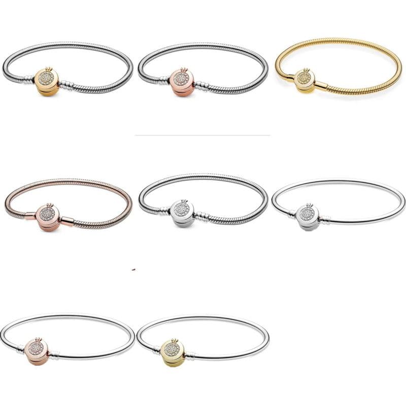 Charm Bracelets White Copper Rose Gold Classic Crown Buckle Diy Accessories Basic Bracelet Snake Bone Chain Female