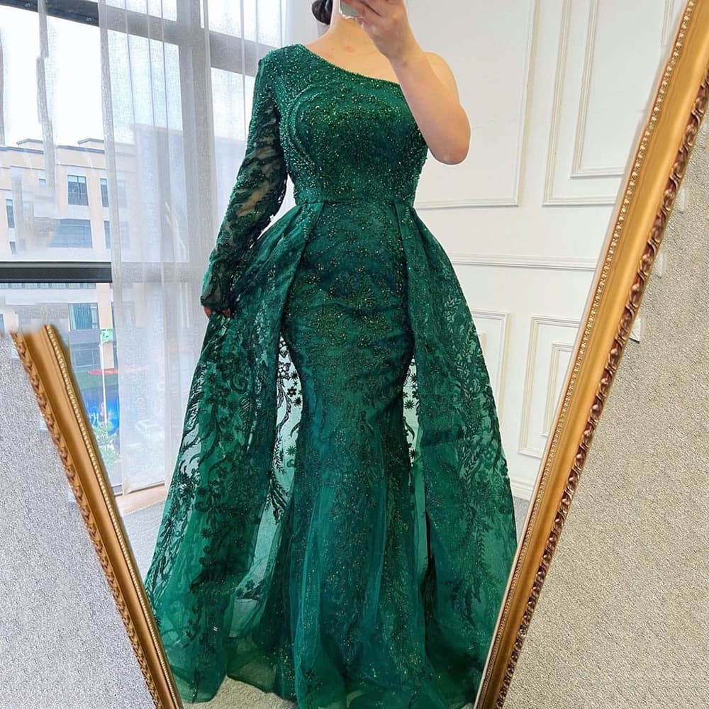Women's Clothing Beaded Light Luxury Off Shoulder Dress Slim Fishtail Dress