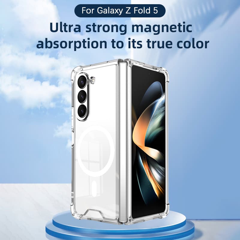 Applicable to Samsung zfold6 anti-drop magnetic mobile phone case transparent 2-in-1 4 folding