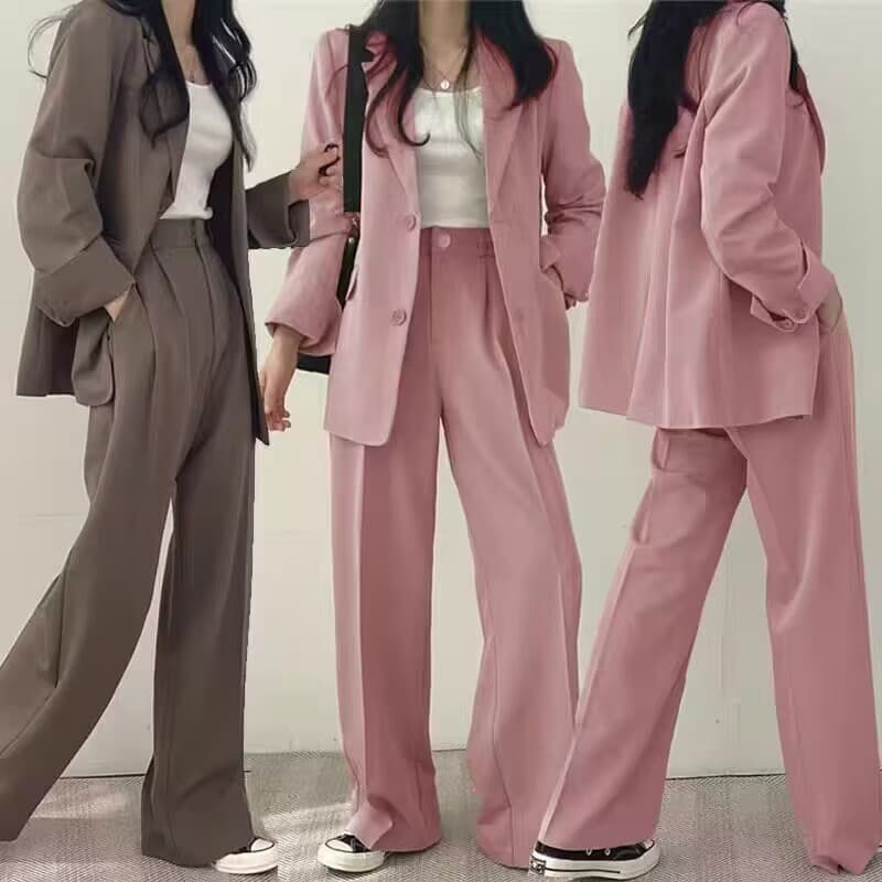 Small Suit Retro Jacket Slim Fashion Spring And Autumn Women's Style Casual Design Top And Trousers Suit
