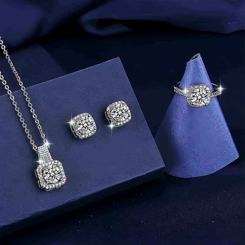 Elegant, Luxurious, Shiny Exquisite Necklace, Earrings, Ring Set, Jewelry, Creative, Beautiful, Fashionable And