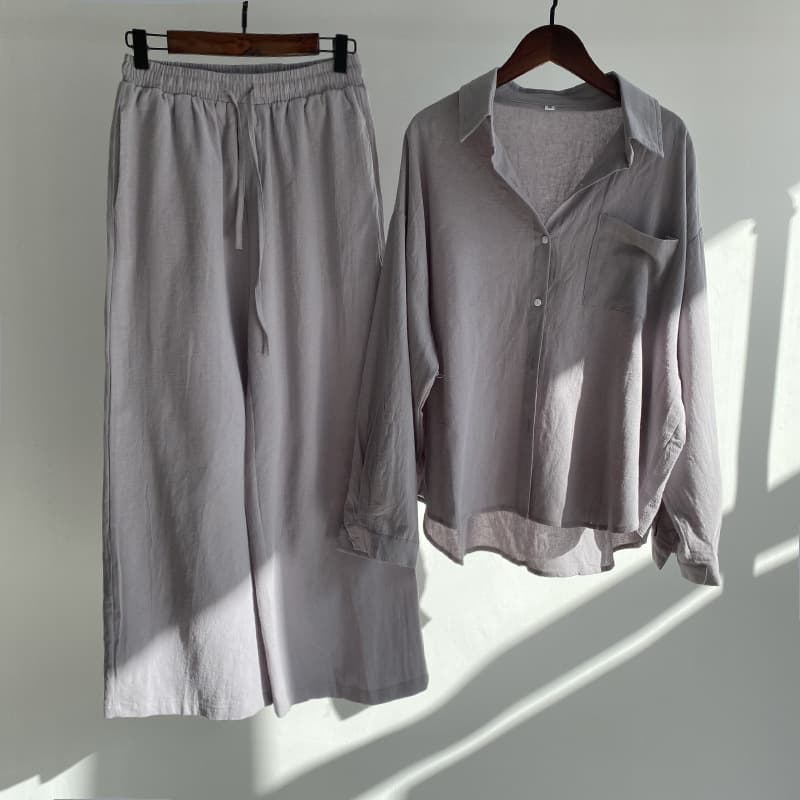 New Women's Retro Cotton Linen Shirt Set 2 Piece Plus Size Comfortable Breathable Casual Spring Summer Autumn Clothing