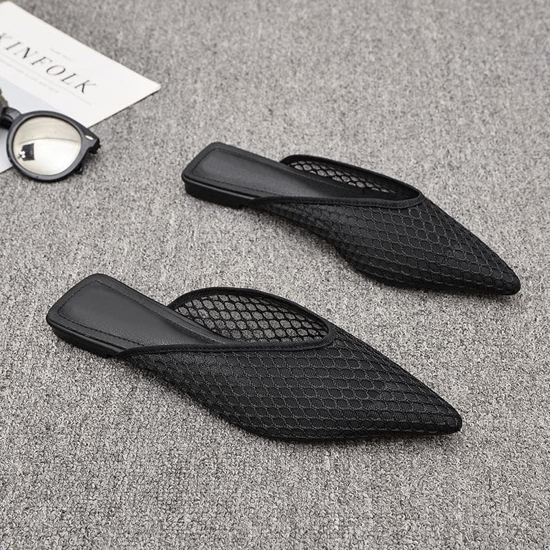 Women's shoes 2024 new Internet celebrity pointed toe flat sandals ins lazy semi-non-slip fairy style Baotou Mule women's slippers