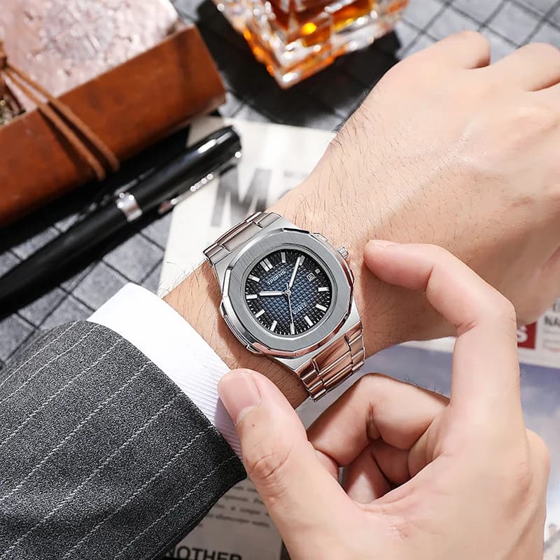 Wrist Watches For Men, Stainless Steel Quartz Movement, Calendar Date Waterproof, Business Casual Fashion Classic Male Wristwatch