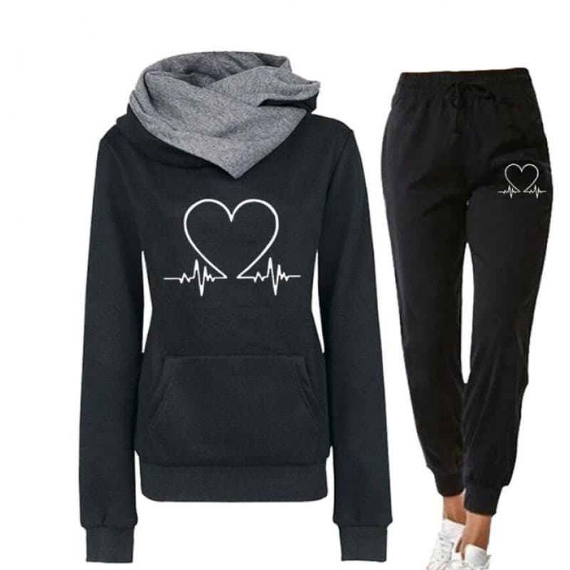 Women's printed hoodie set autumn-winter hoodie tracksuit