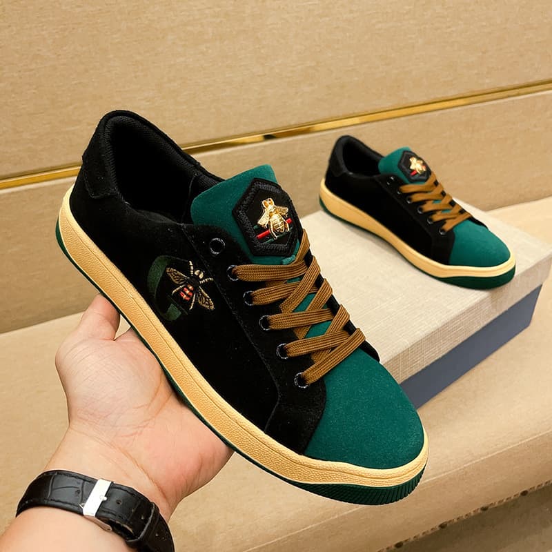 Fuguqi 2023 New Little Bee Men's Board Korean Edition Trendy Genuine Leather Matte Casual Shoes