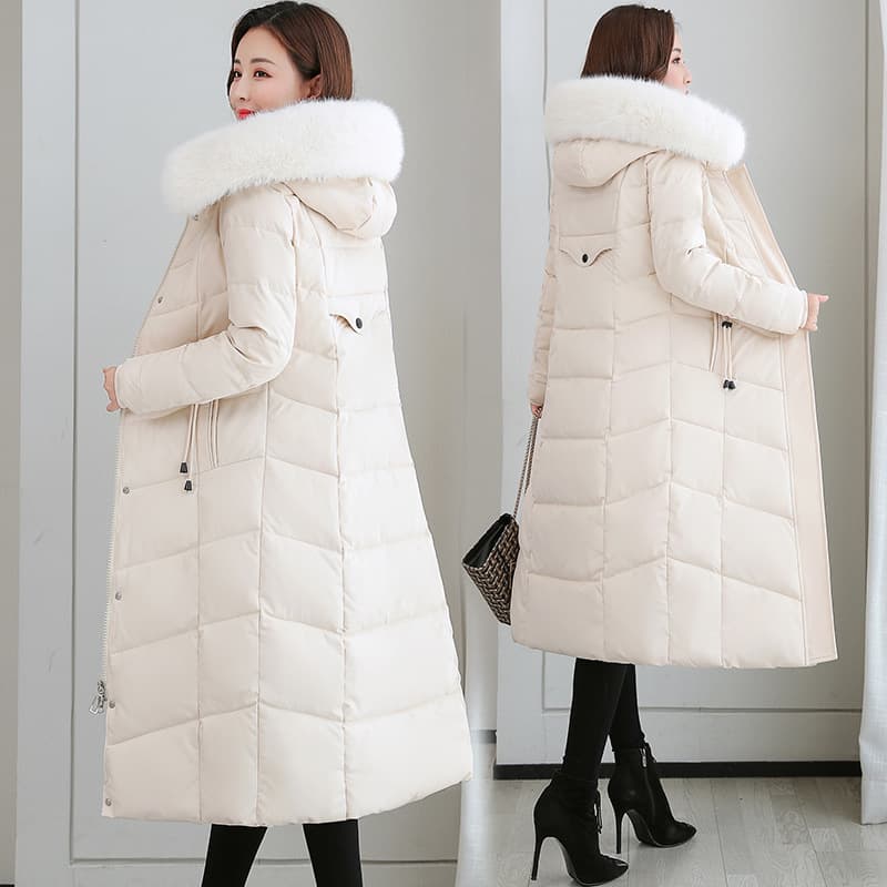 Women's Clothing winter cotton coat fashionable large fur collar khaki down cotton coat and jacket