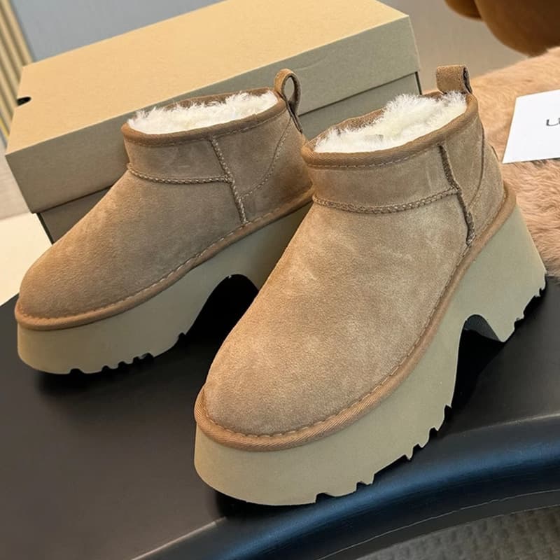 Women's Fashion Winter Boots With Faux Fur Lining, Slip-Resistant Rubber Sole, Round Toe & Buckle Detail, Casual Thick Platform Shoes For Daily Wear