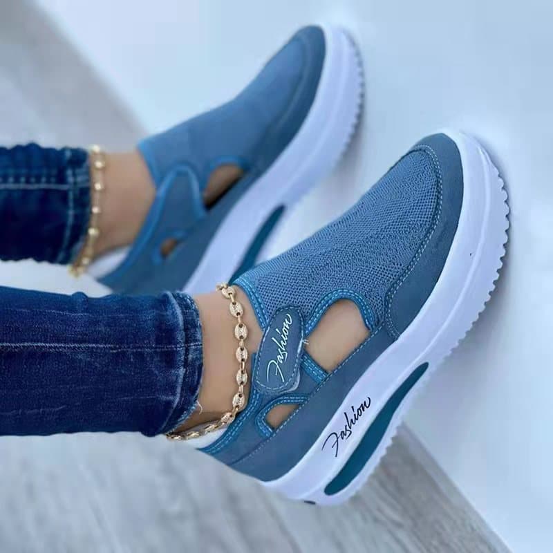 Cross-border Plus Size For Women Spring Summer New Flat Breathable Velcro Casual Mesh Shoes Independent Station